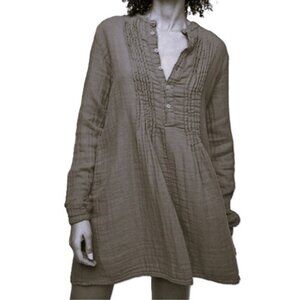 Free People X CP Shades Olive Green Pinch Pleat Cotton Tunic Dress